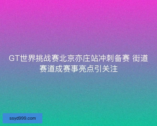 GT世界挑战赛北京亦庄站冲刺备赛 街道赛道成赛事亮点引关注